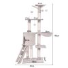 Beige cat climbing frame, cat tree, cat tower with a hammock and a room